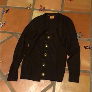 Tory Burch brown sweater with gold buttons